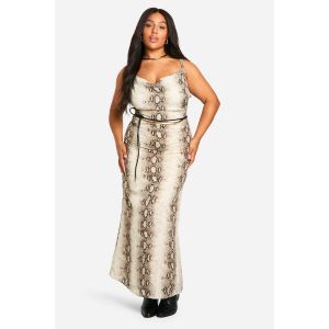 "Plus" Snake Robe Maxi Cowl En Chiffon - Serpent - 44, Serpent
