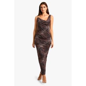 Robe Nuisette Croco À Col Bénitier - Marron - 36, Marron
