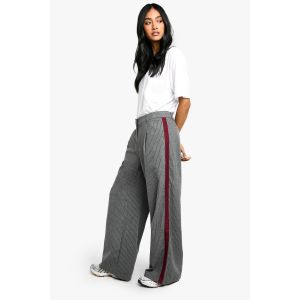 Pantalon Tailleur À Jambe Large, Rayures Fines Et Détail En Bande Latérale - Gris - 40, Gris