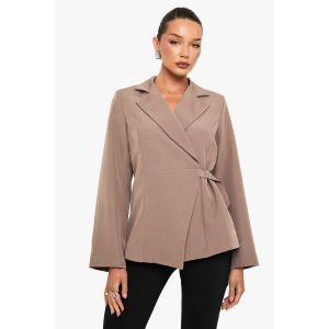 Blazer Cintré À L'Avant Asymétrique - Marron Taupe - 38, Marron Taupe
