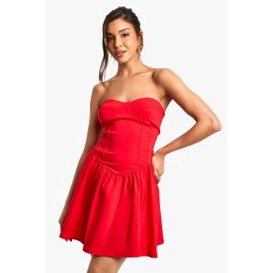 Robe Patineuse Corset En Bengaline - Rouge - 42, Rouge