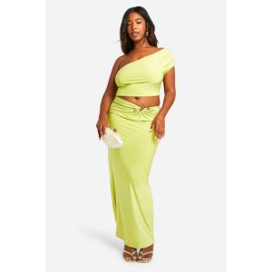 Jupe Maxi Double Slinky Avec Détails Découpés - Citron Vert - 46, Citron Vert