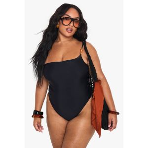 Maillot De Bain Une Épaule En Pierre De Résine Pour Grandes Tailles - Noir - 56, Noir