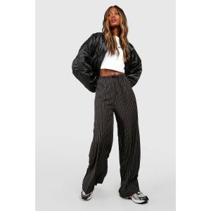 Pantalon Fluide À Rayures Et Jambes Larges - Noir - 38, Noir