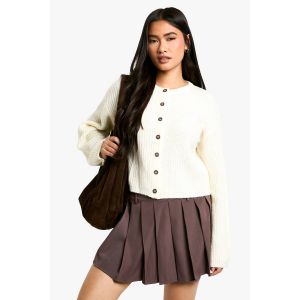 Micro-Cardigan En Maille Douce À Col Rond - Blanc - M, Blanc