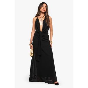 Jupe Maxi En Chiffon À Ourlet Déstructuré - Noir - 34, Noir