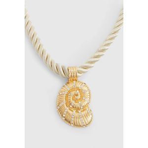 Collier À Corde Orné D'Un Pendentif En Coquille - Jaune Or - One Size, Jaune Or