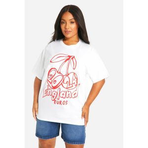 "Plus" Euro Cherry Oversized T-Shirt - Blanc - 46, Blanc