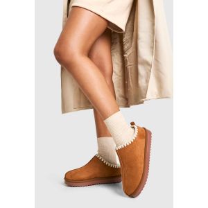 Contrast Stitch Cosy Mules - Marron Noisette - 37, Marron Noisette