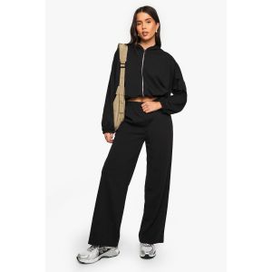 Zip Through Hooded Tracksuit - Noir - S/M, Noir