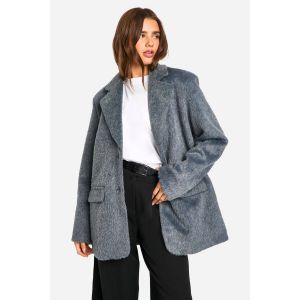 Manteau Ceinturé Aspect Laine - Gris - 38, Gris