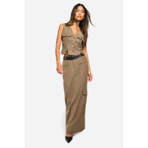 Détail Jupe Maxi Cargo - Vert Kaki - 38, Vert Kaki