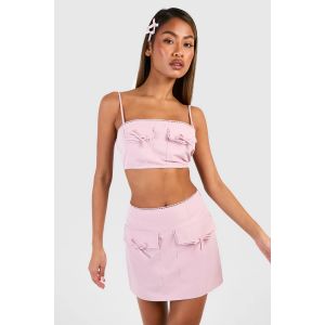 Jupe Micro Mini Avec Détail De Poche À Nœud - Rose - 34, Rose