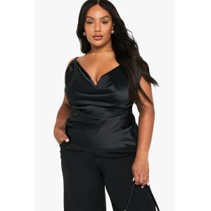 Top Cami "Plus" À Encolure Drapée - Noir - 52, Noir
