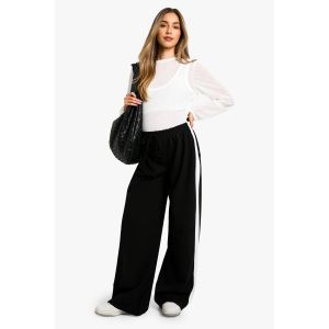 Pantalon Maternité À Large Jambe Avec Bande Contrastante Sur Le Côté - Noir - 38, Noir