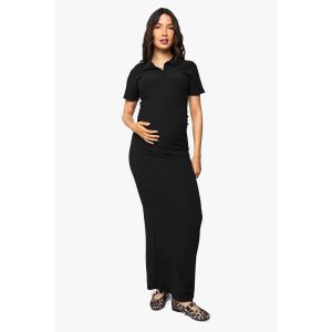 Robe Maxi De Maternité À Motif Texturé Et Détails De Boutons - Noir - 36, Noir