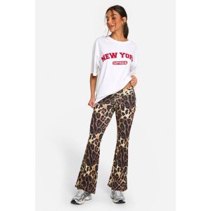 Pantalon Flare Taille Basse Imprimé Léopard - Leopard - 36, Leopard