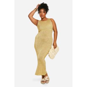Robe Maxi Tricotée Scintillante - Jaune - 54, Jaune