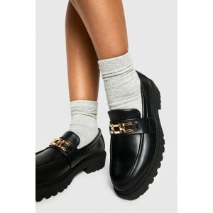 Mocassin Chunky Avec Détails En Chaîne - Noir - 39, Noir