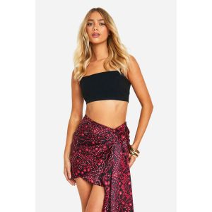 Jupe Mini Drapée En Paisley - Rose Fuchsia - 36, Rose Fuchsia