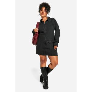 "Plus" Robe Chemise En Denim Pour Grandes Tailles - Noir - 54, Noir