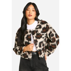 "Petite" Veste Bomber Look Laine Léopard - Leopard - 40, Leopard