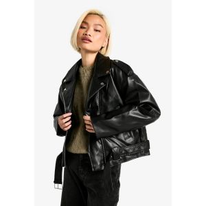 Veste De Motard Doublée De Fourrure - Noir - 44, Noir