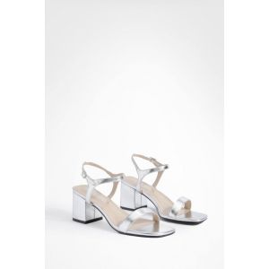 Talons Deux Pièces À Bloc Bas Et Coupe Large - Gris - Argent - 38, Gris - Argent