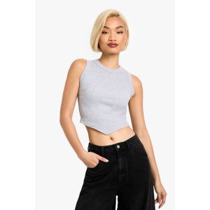 Thick Binding V Hem Rib Vest - Gris Perle - 38, Gris Perle