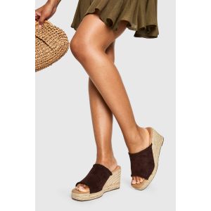Espadrilles Compensées À Couture Fouet En Suède Synthétique - Marron Chocolat - 37, Marron Chocolat