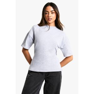 T-Shirt Oversize À Dos Découpé Et Froncé - Gris Perle - 36, Gris Perle