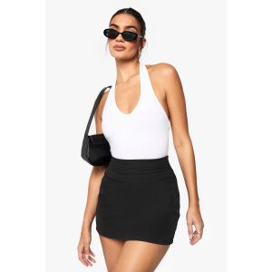 Mini-Jupe Tissée Ceinturée - Noir - 36, Noir