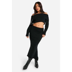 "Petite" Jupe Midaxi Tricotée Fishtail - Noir - L, Noir