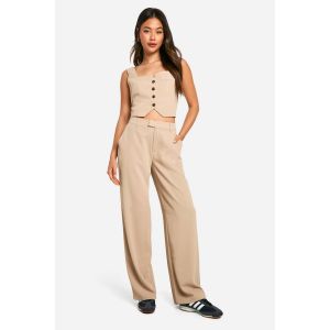 Pantalon Tailleur À Jambe Large Et Coupe Décontractée - Marron Camel - 42, Marron Camel