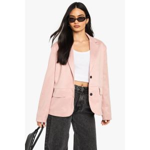 Blazer À Simple Boutonnage En Fausse Suède - Rose - 34, Rose