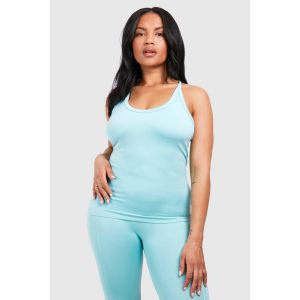Haut Grande Taille Supersoft Premium Sans Couture Dos À Lanières - Bleu Turquoise - 44-46, Bleu Turquoise