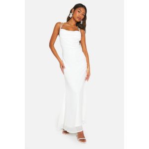 Robe Longue Pailletée À Col Bénitier - Blanc - 46, Blanc