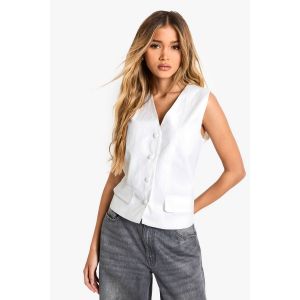 Gilet En Nylon Sur Mesure À Boutons - Blanc - 36, Blanc