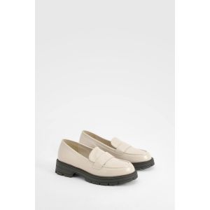 Mocassins Vernis Texturés À Semelle Contrastante - Blanc Écru - 40, Blanc Écru