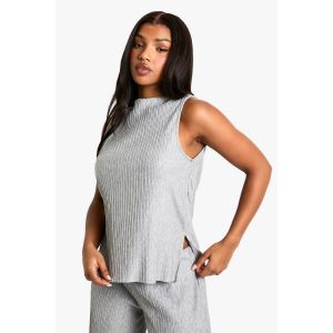 Haut Plissé À Col Haut - Gris Perle - 34, Gris Perle