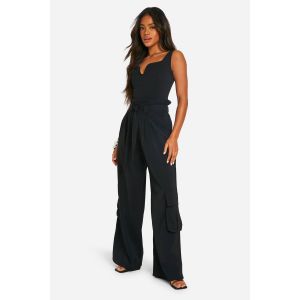 Pantalon Cargo Tissé Ceinturé - Noir - 36, Noir