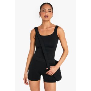 Haut Sans Couture Sculptant À Encolure Carrée - Noir - M, Noir