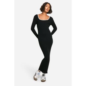 Robe Midaxi À Coutures Contrastées Pour Grandes Tailles - Noir - 36, Noir