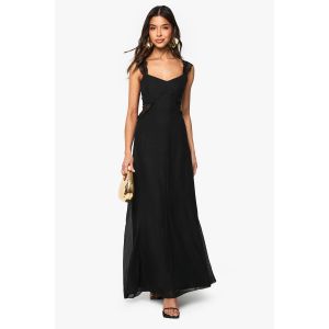 Robe Maxi À Godets En Chiffon Et Dentelle - Noir - 42, Noir