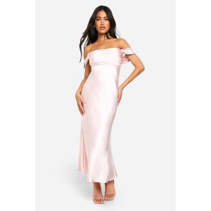 Robe Midaxi En Satin Bardot - Rose - 44, Rose