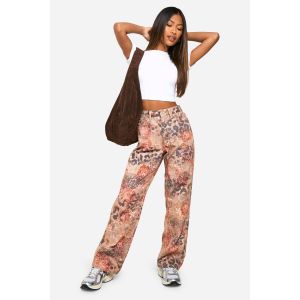 Rose Jean Droit Imprimé Léopard - Leopard - 34, Leopard