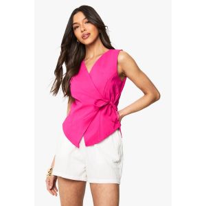 Gilet En Bengaline À Nouer Avec Détail De Boucle - Rose - 34, Rose