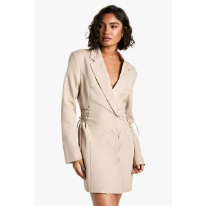 Robe Blazer À Lacets Sur Le Côté Pour Grandes Tailles - Marron Taupe - 42, Marron Taupe