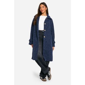 Manteau À Effet Laine Texturé - Bleu Foncè - 36, Bleu Foncè
