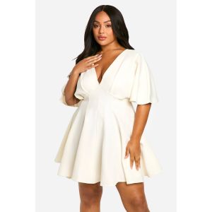 Robe Skater À Jupe Plissée Pour Grandes Tailles - Blanc Ivoire - 44, Blanc Ivoire